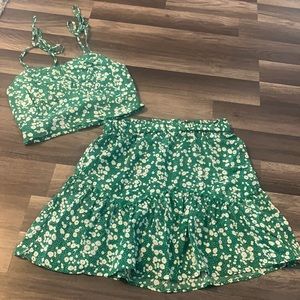 Matching green skirt set